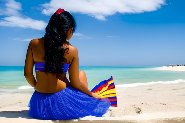 peruvian girl on the beach