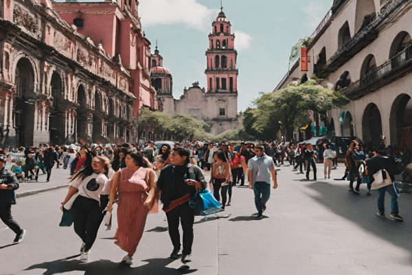 people walking in bustling mexico city